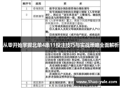 从零开始掌握北单4串11投注技巧与实战策略全面解析